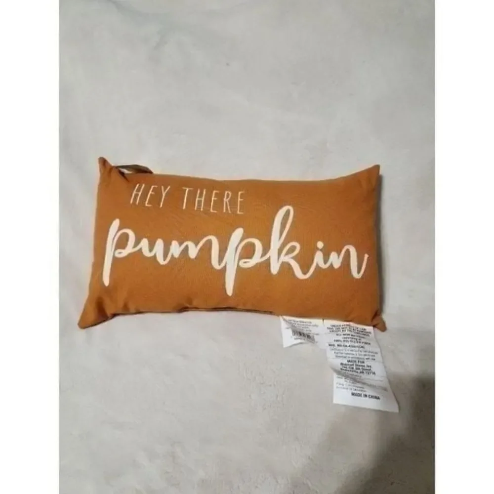 NWT Fall/harvest pumpkin decorative pillows set of 2 and wooden beads garland